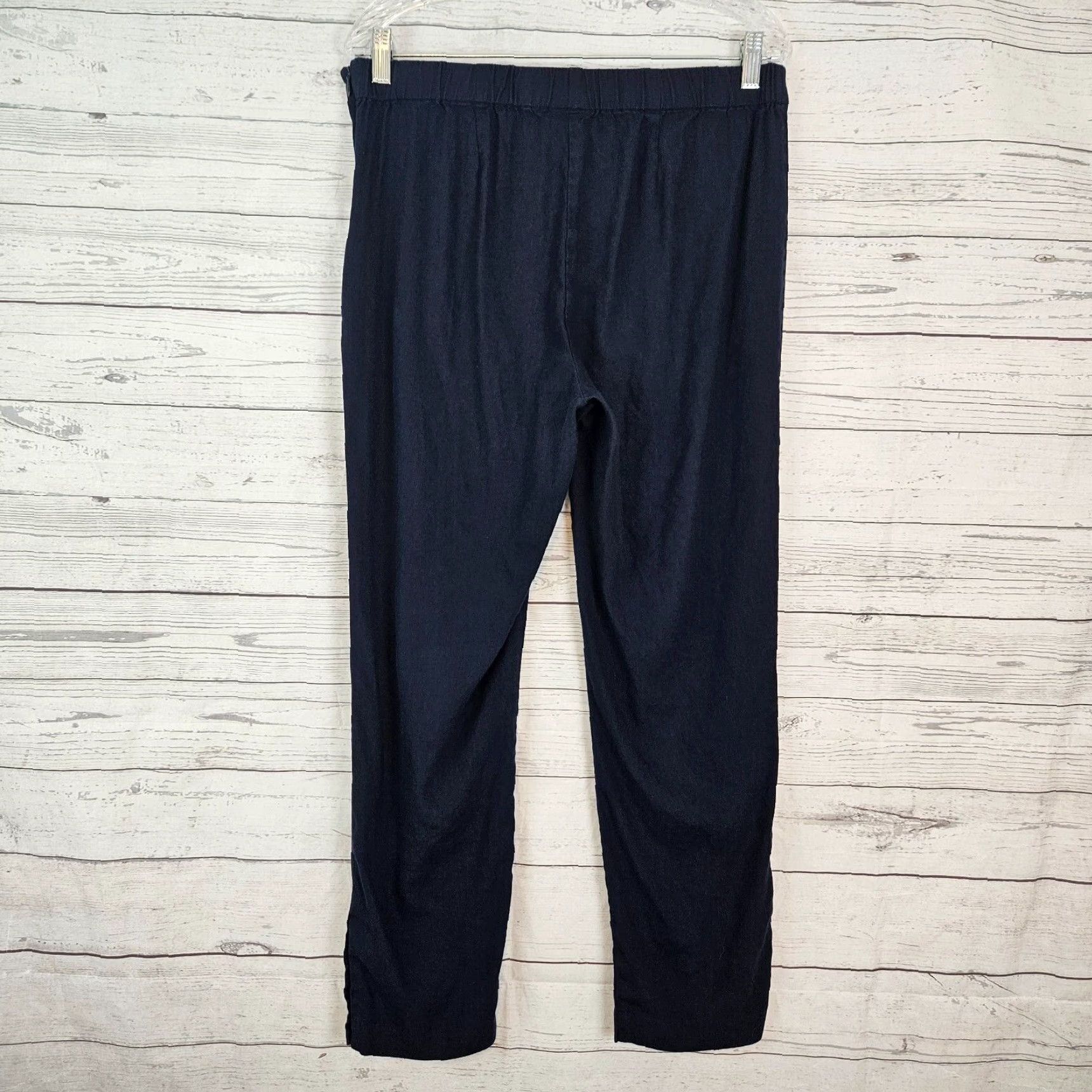 J. Jill VINTAGE J Jill Womens Linen Stretch Crop Pants Sz M Tall Blue Side Zip Mid Rise Size 32" / US 10 / IT 46 - 4 Thumbnail