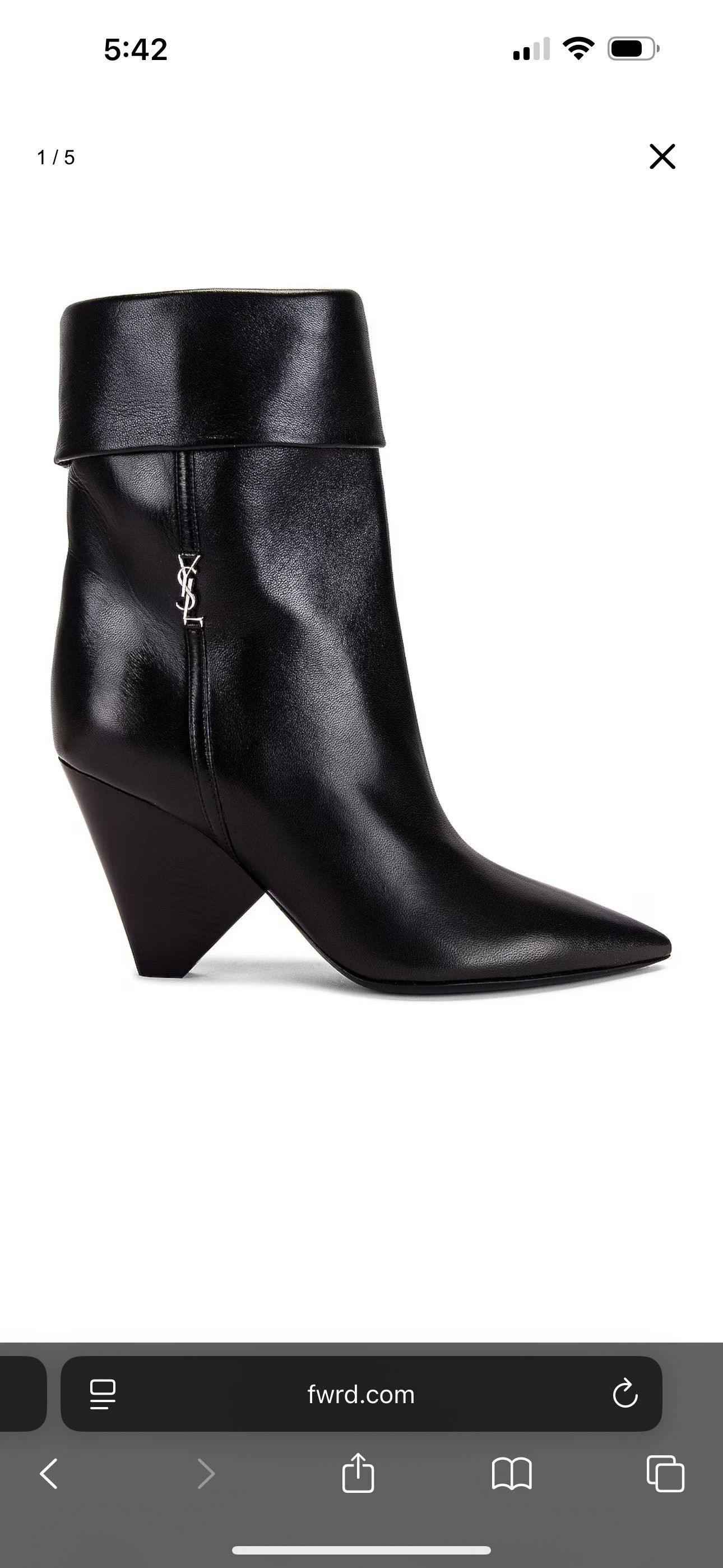 Yves Saint Laurent SAINT LAURENT Niki Booties Black Heeled Calfskin Leather Size US 8 / IT 38 - 4 Thumbnail