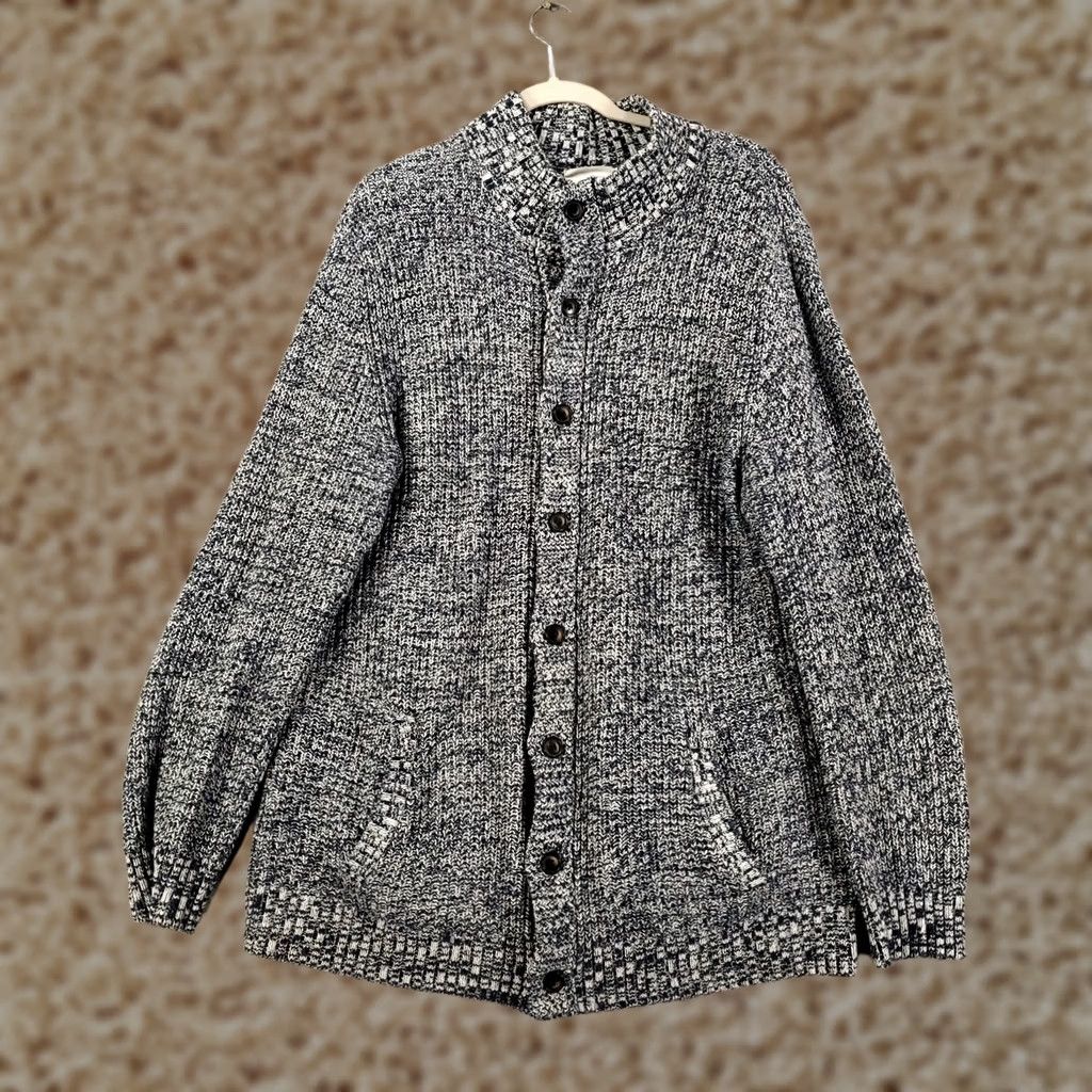 Old Navy VINTAGE Old Navy Mens Cardigan Sweater XL Black Gray White Button Up Knit Classic Size US XL / EU 56 / 4 - 1 Thumbnail