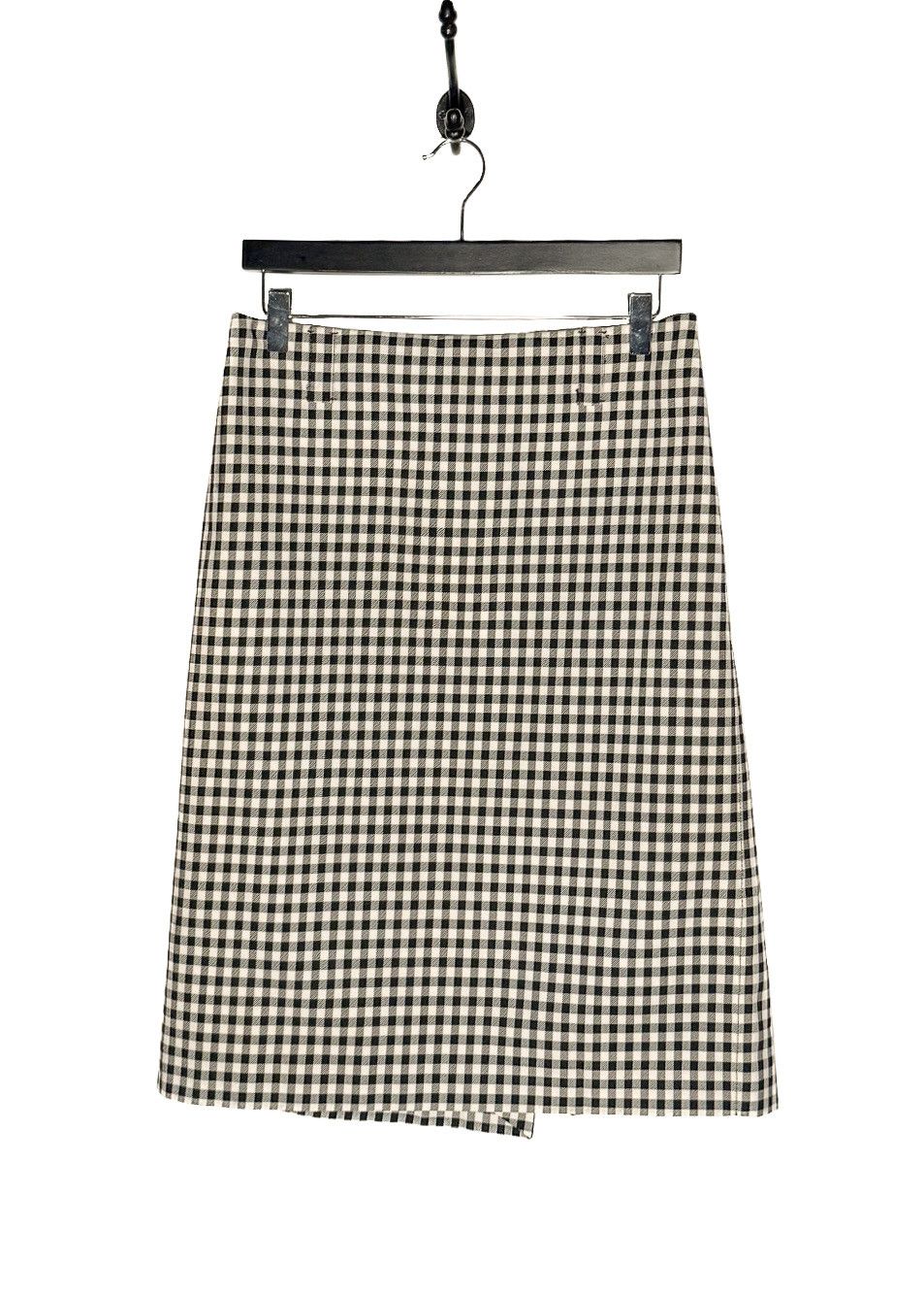 Miu Miu Miu Miu 2022 Black Ivory Gingham Check Pencil Skirt Size 28" / US 6 / IT 42 - 1 Thumbnail