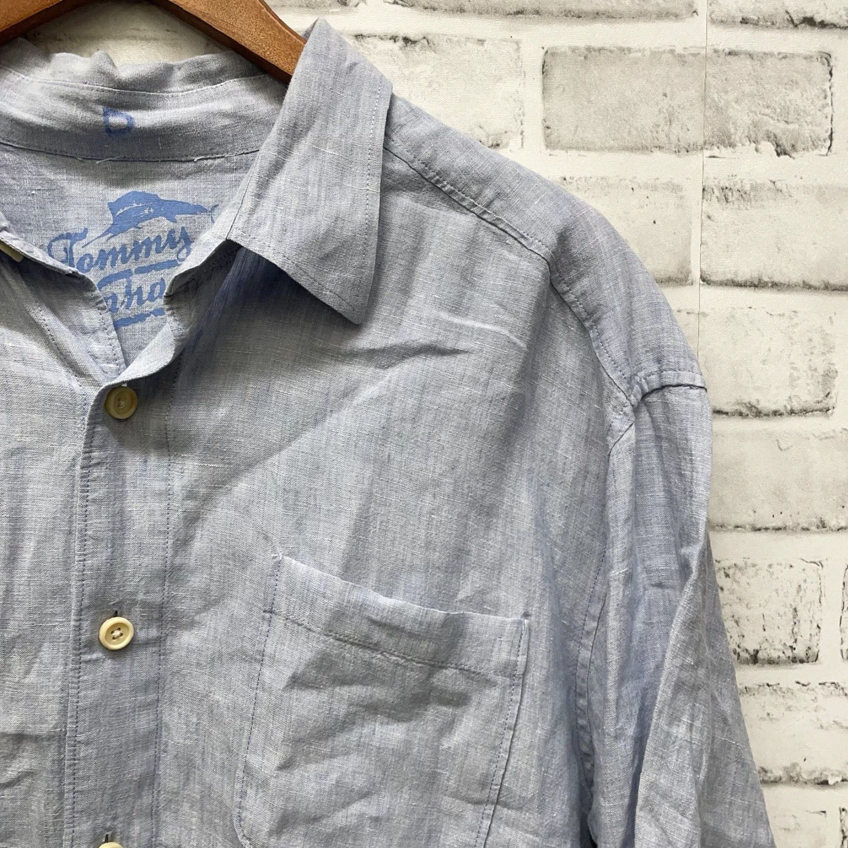 Tommy Bahama TOMMY BAHAMA Linen Long Sleeve Button-Up Shirt Blue Adult 2XL Mens Size US XXL / EU 58 / 5 - 2 Thumbnail