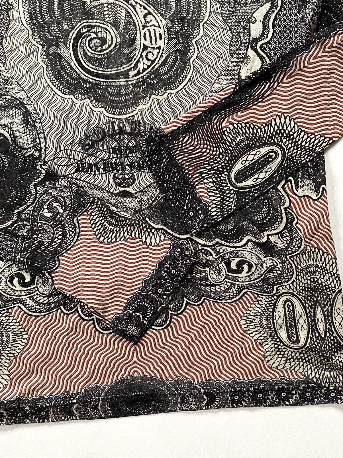 Jean Paul Gaultier SS94 Jean Paul Gaultier Dollar Banknote Tattoo Silk Mesh Top Size XS / US 0-2 / IT 36-38 - 7 Thumbnail