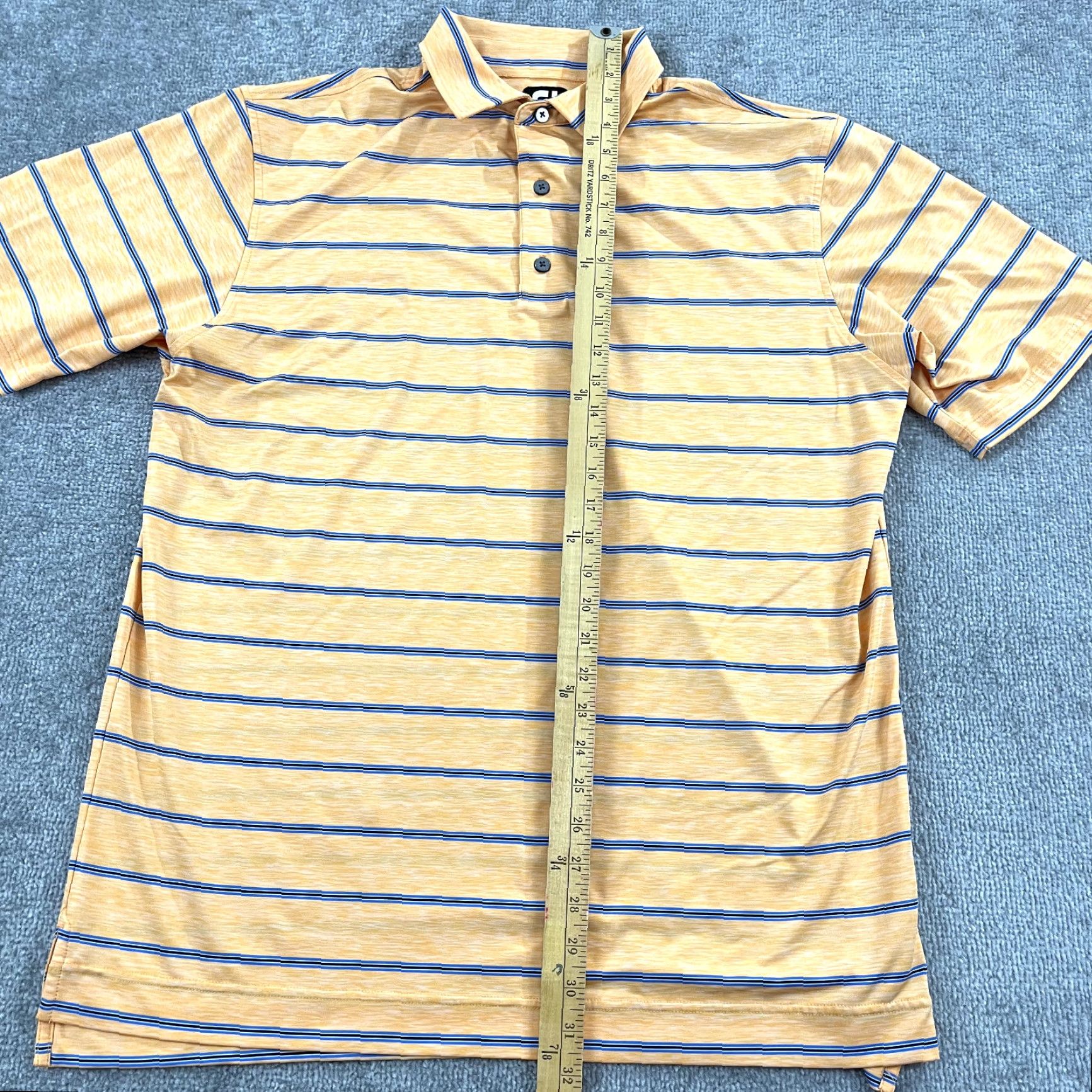 Footjoy FootJoy Polo Shirt Mens Large Orange Blue Striped Golf Performance Stretch S/S Size US L / EU 52-54 / 3 - 4 Thumbnail
