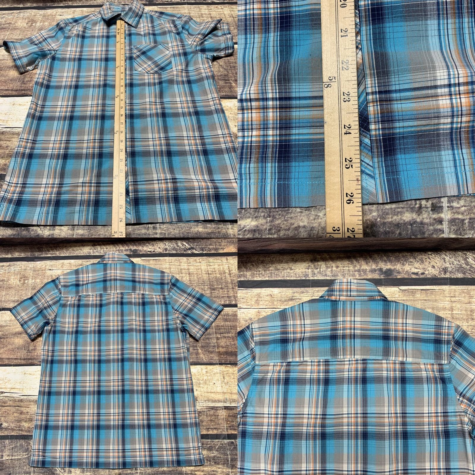 Vintage Ruff Hewn Mens Shirt Short Sleeve Small Blue Teal Plaid Western Button-Down Shirt Size US S / EU 44-46 / 1 - 8 Thumbnail
