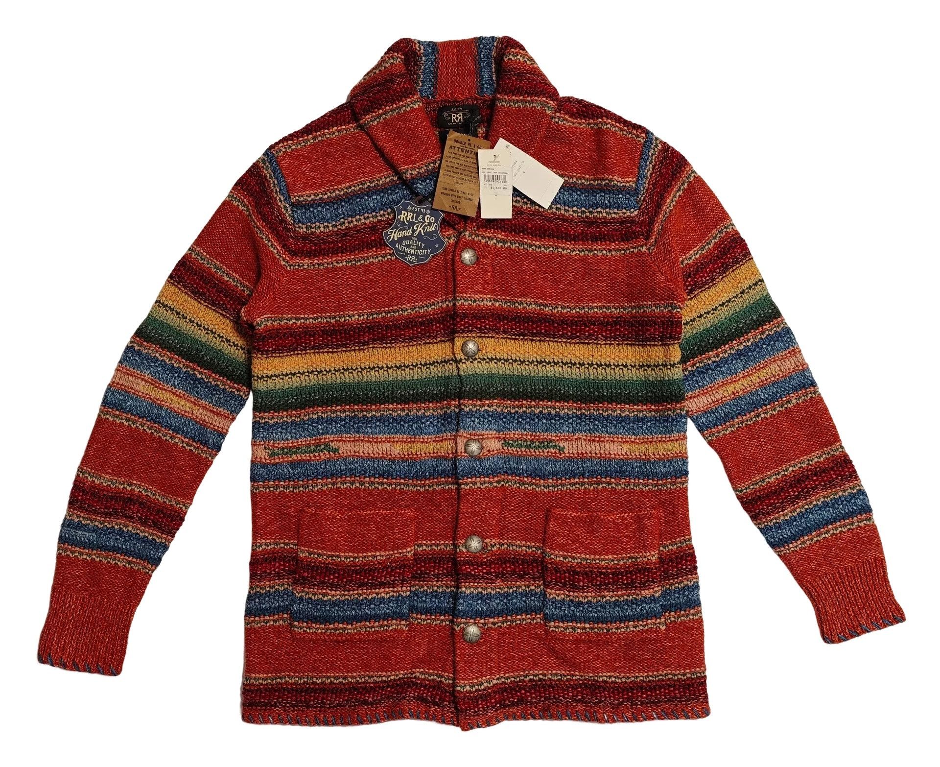 RRL Hand Knit Fair Isle Cardigan Size M