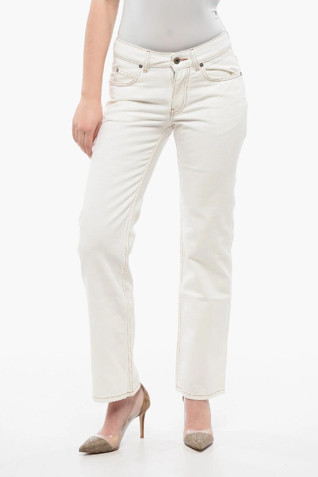 Off-White og1mm0426 Regular Fit Jeans in White Size 25" / US 0 / IT 36 - 1 Thumbnail