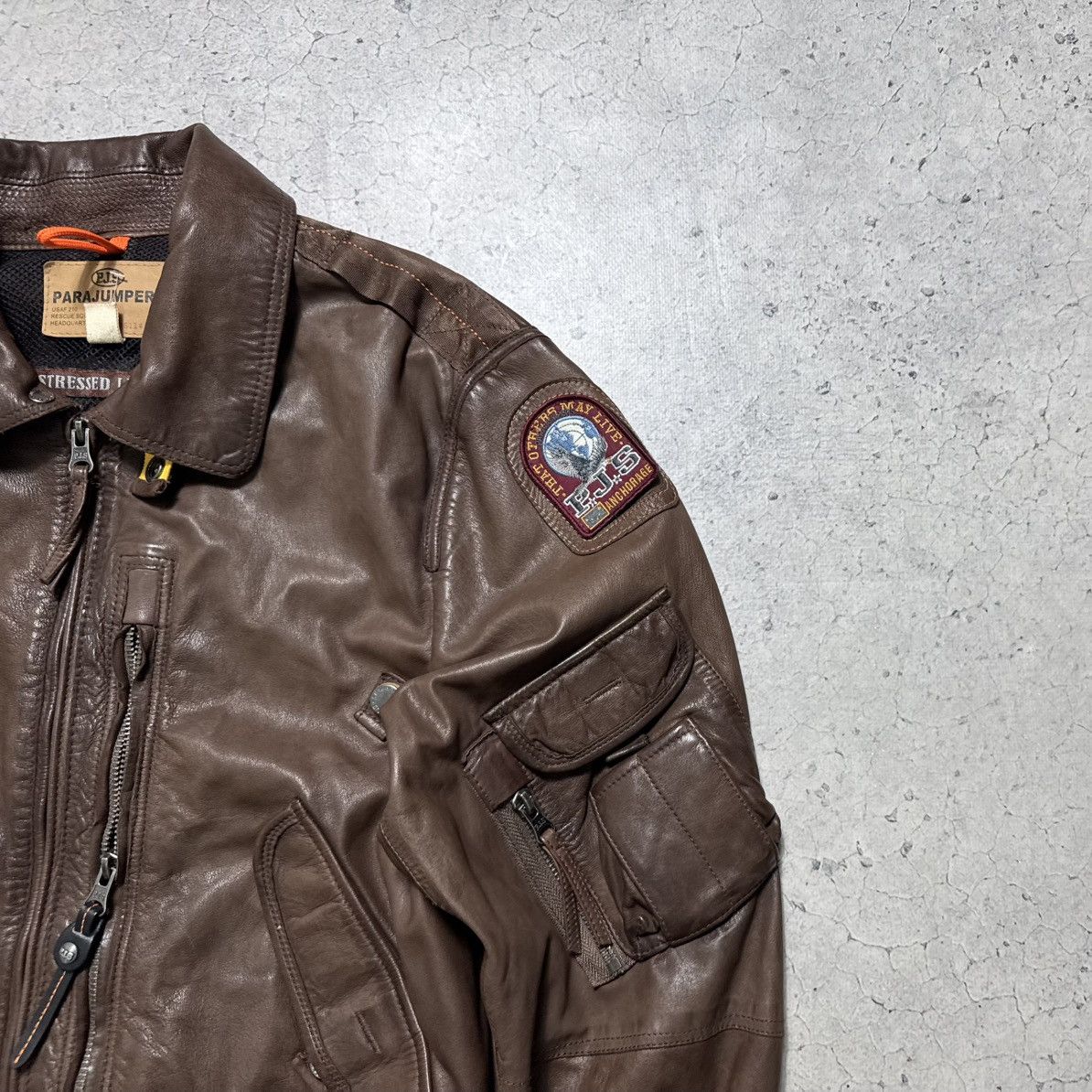 Parajumpers Parajumpers PJS Leather Bomber Jacket Brown Size M Rare Size US M / EU 48-50 / 2 - 5 Thumbnail