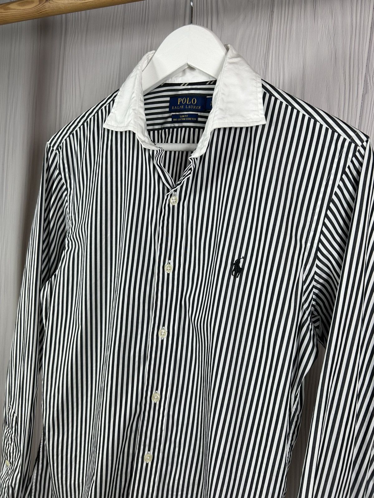 Polo Ralph Lauren Polo Ralph Lauren Black/White Slim Fit Cotton Stretch Shirt Size US S / EU 44-46 / 1 - 3 Thumbnail