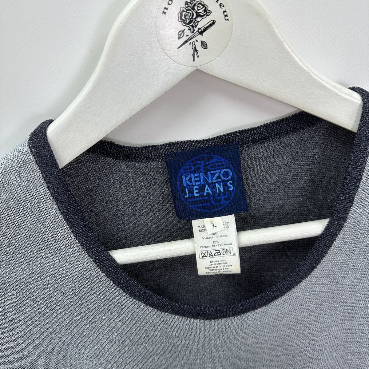 Kenzo Vintage 90s Kenzo Jeans Viscose big logo tee velour y2k hype Size L / US 10 / IT 46 - 6 Thumbnail