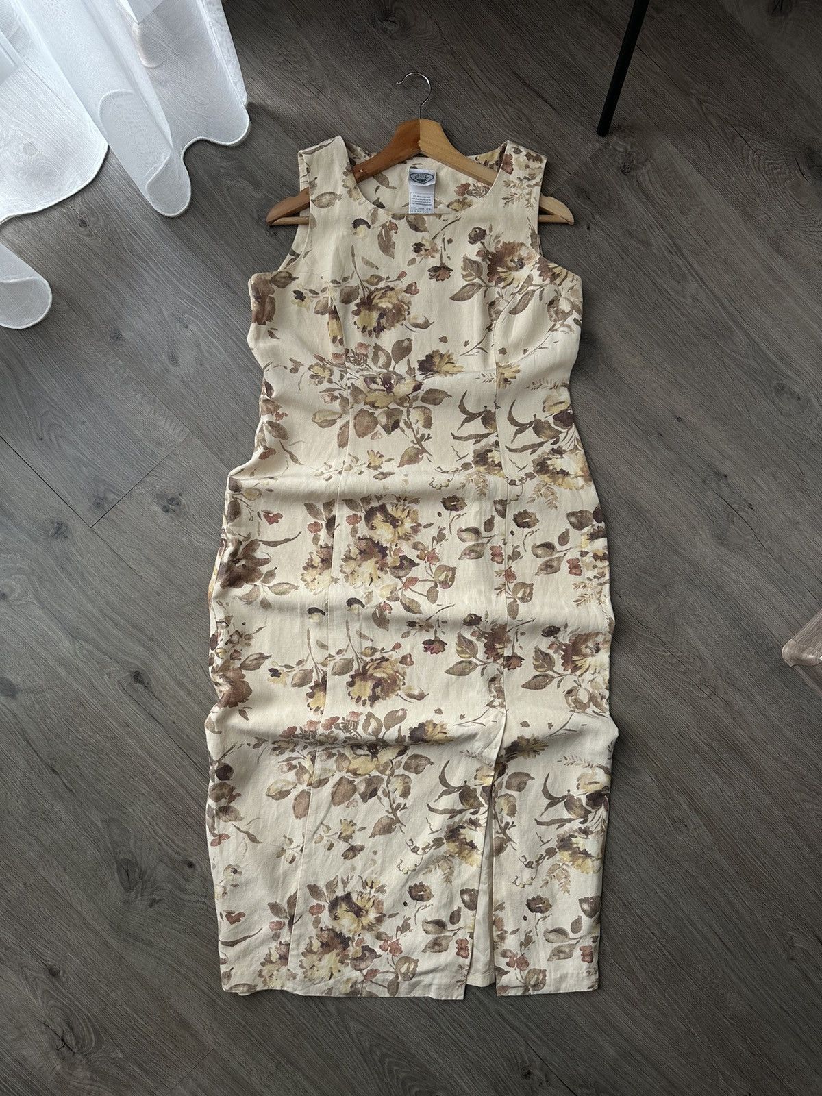 Laura Ashley Vintage Laura Ashley Beige Flowers Long Dress Size L / US 10 / IT 46 - 1 Thumbnail