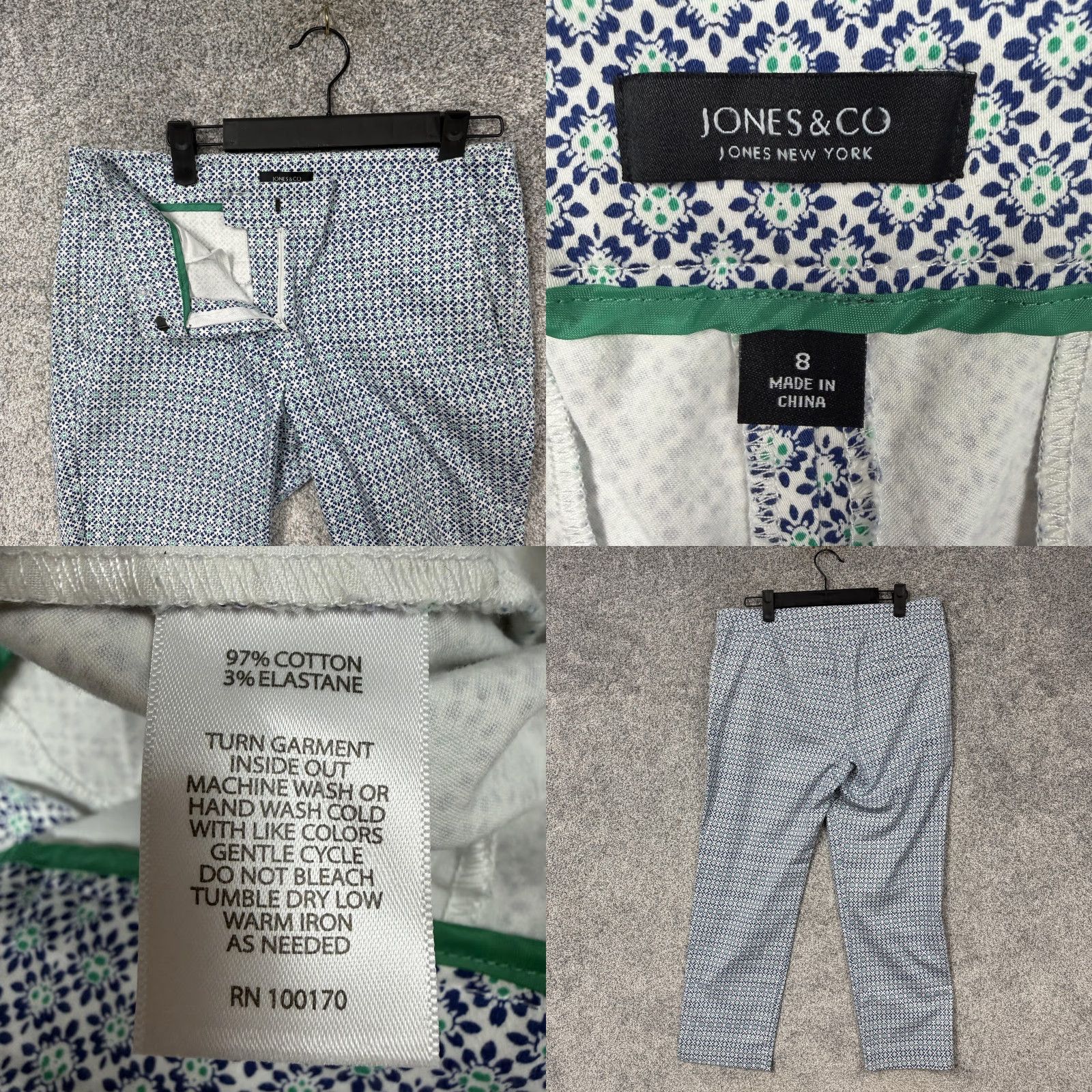 Jones New York Jones New York Chino Ankle Pants Womens Size 8 33x22.5 Blue Floral Dark Academia Size 30" / US 8 / IT 44 - 8 Thumbnail