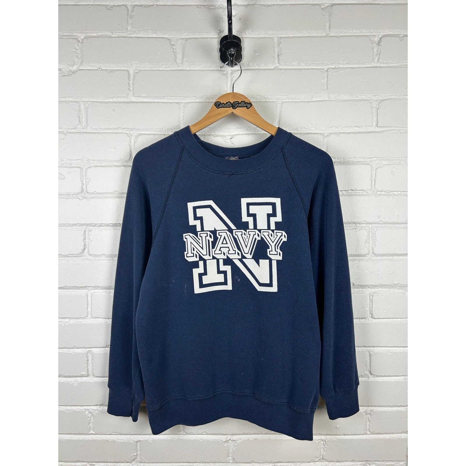 Vintage 80s Navy Blue US Army Graphic Sweatshirt Size L