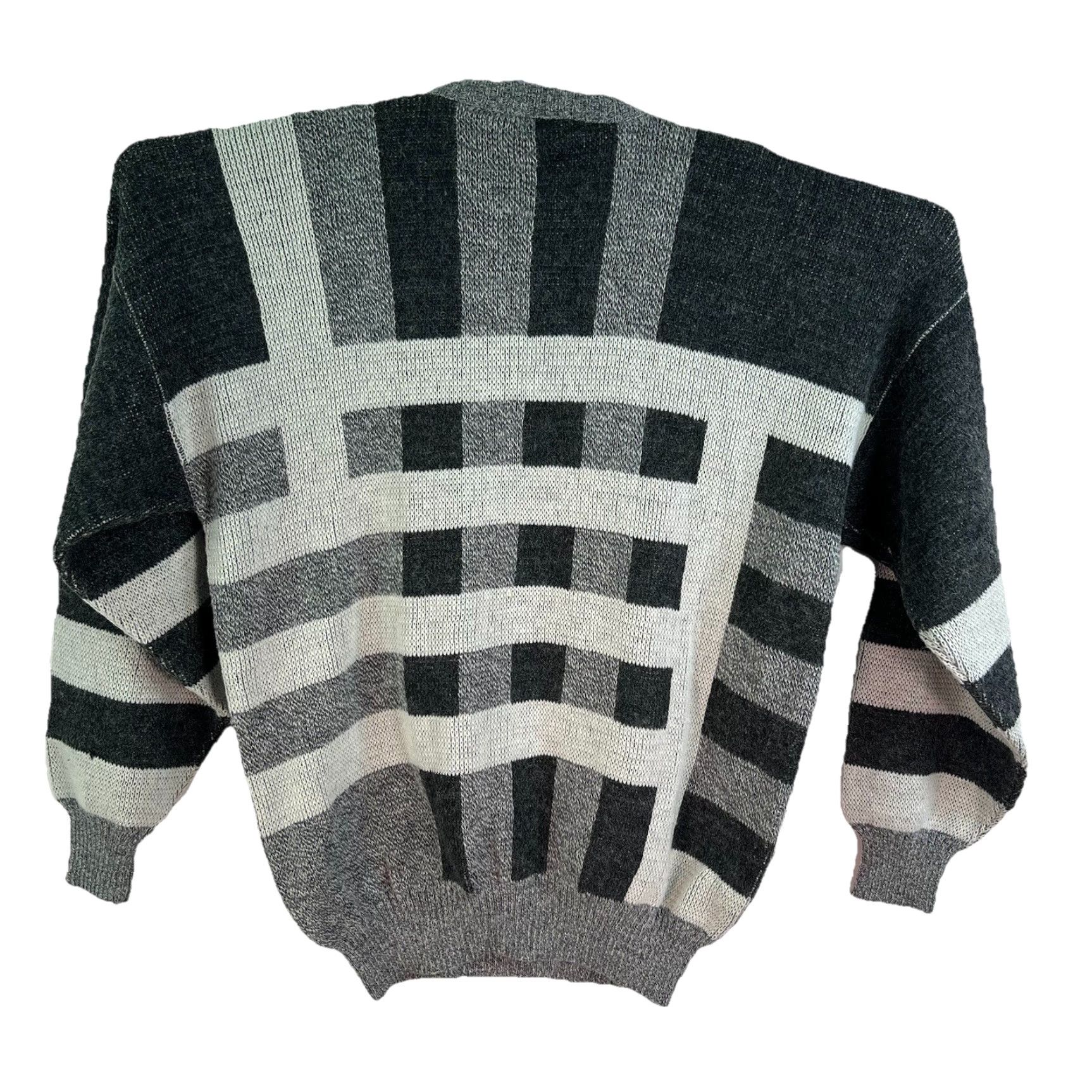 Vintage VINTAGE DAMON Geometric Wool Blend Sweater Men’s XL Gray Italy Crew Neck Pullover Winter Classic 80s Mens Size US XL / EU 56 / 4 - 2 Thumbnail
