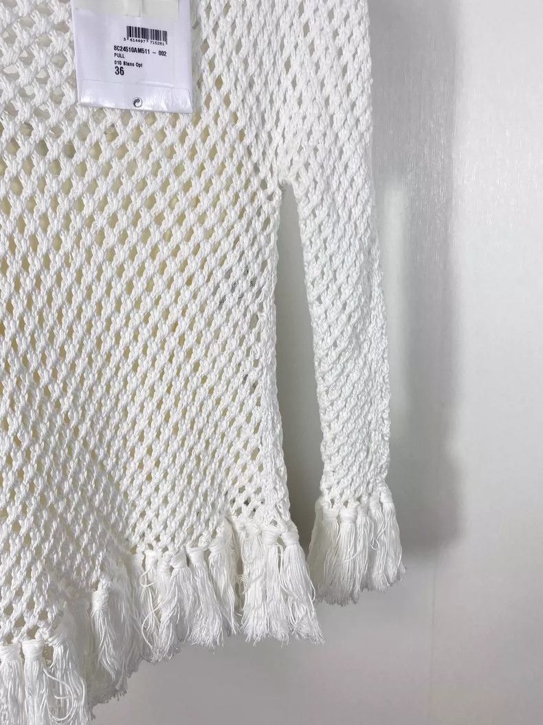 Dior White Cutout Fringed Top with Silk Lining-2505 Size S / US 4 / IT 40 - 5 Thumbnail
