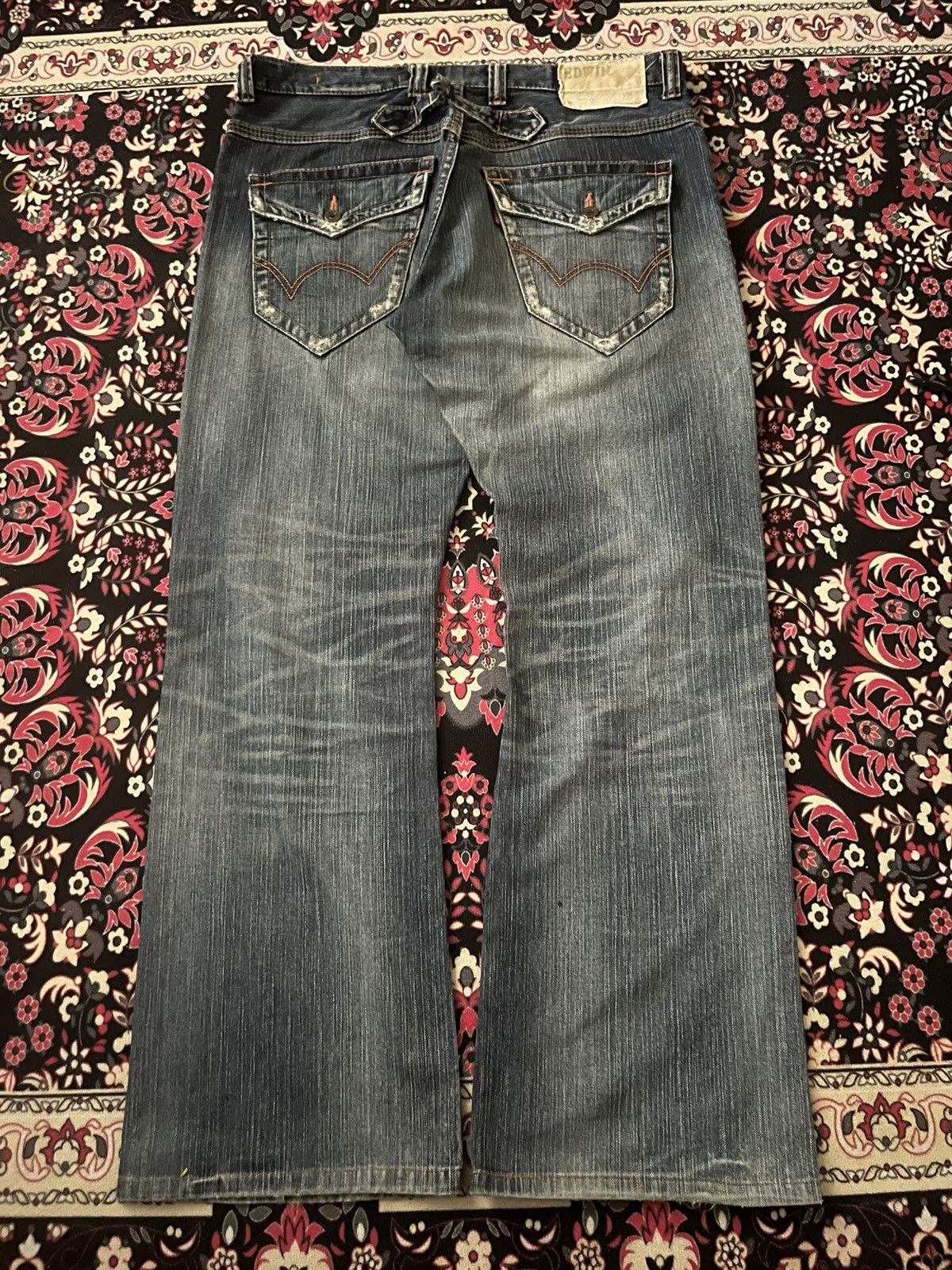 Kapital ⚡️Distressed⚡️Vintage Japanese Edwin XV Buckle Back Blue Jeans Size US 36 / EU 52 - 1 Thumbnail