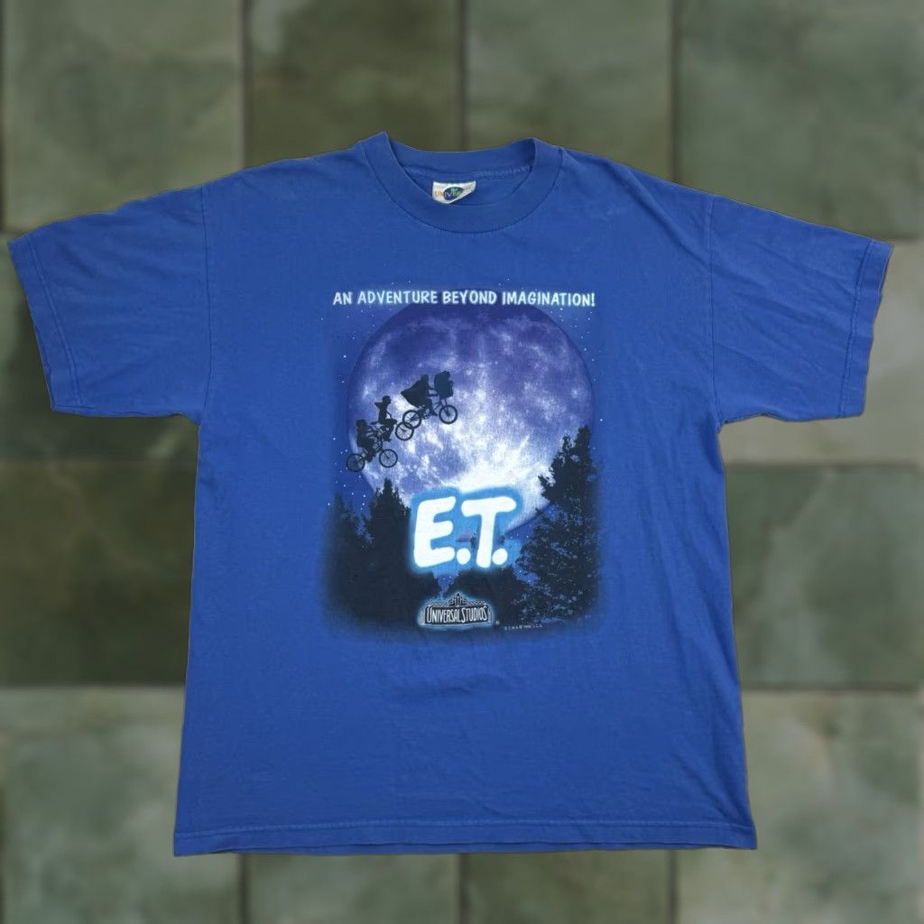 VINTAGE Universal Studios ET T-Shirt Men XL Blue Movie 90s Theme Park