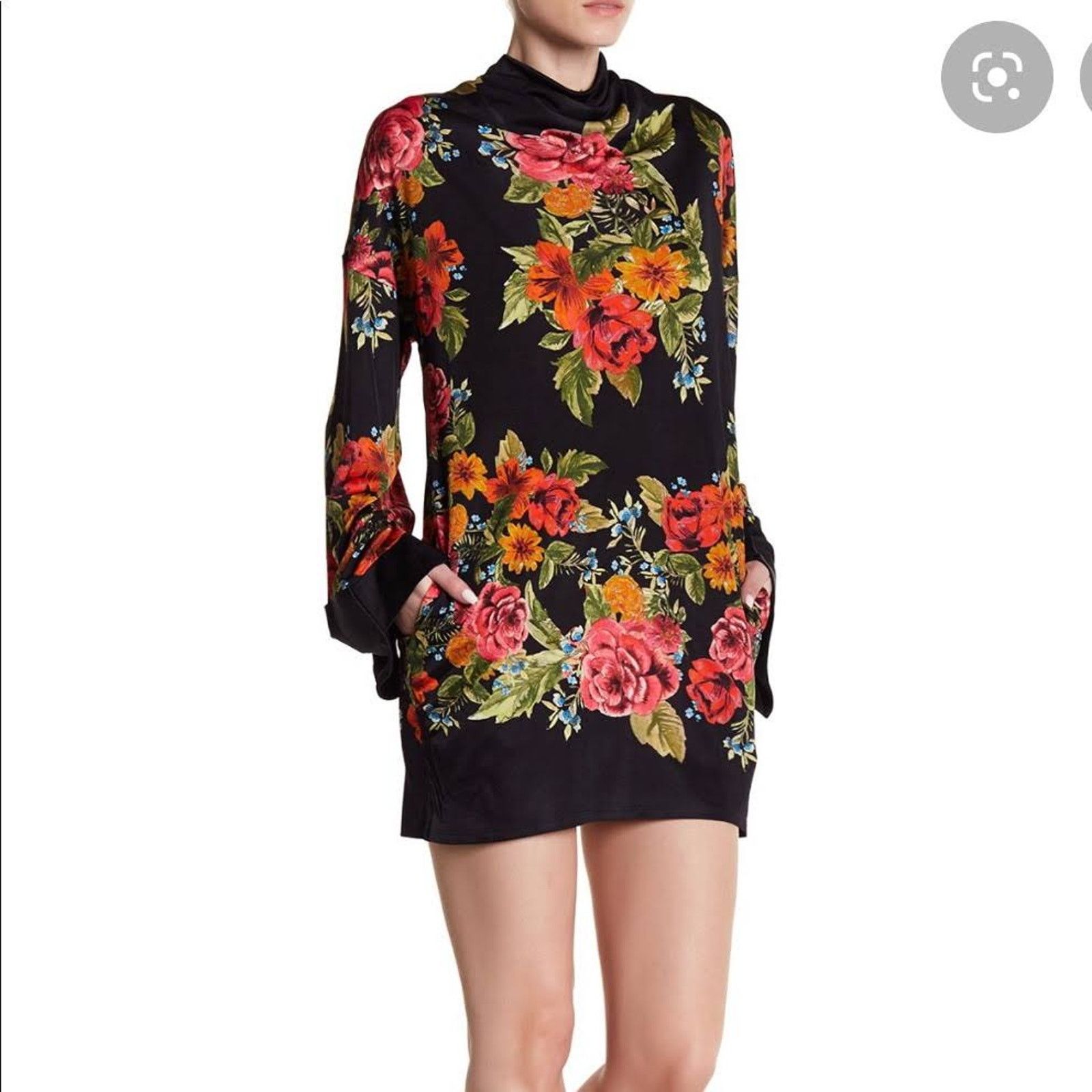Free People Free People Long Sleeve Tie-Back Floral Dress Size XS / US 0-2 / IT 36-38 - 7 Thumbnail