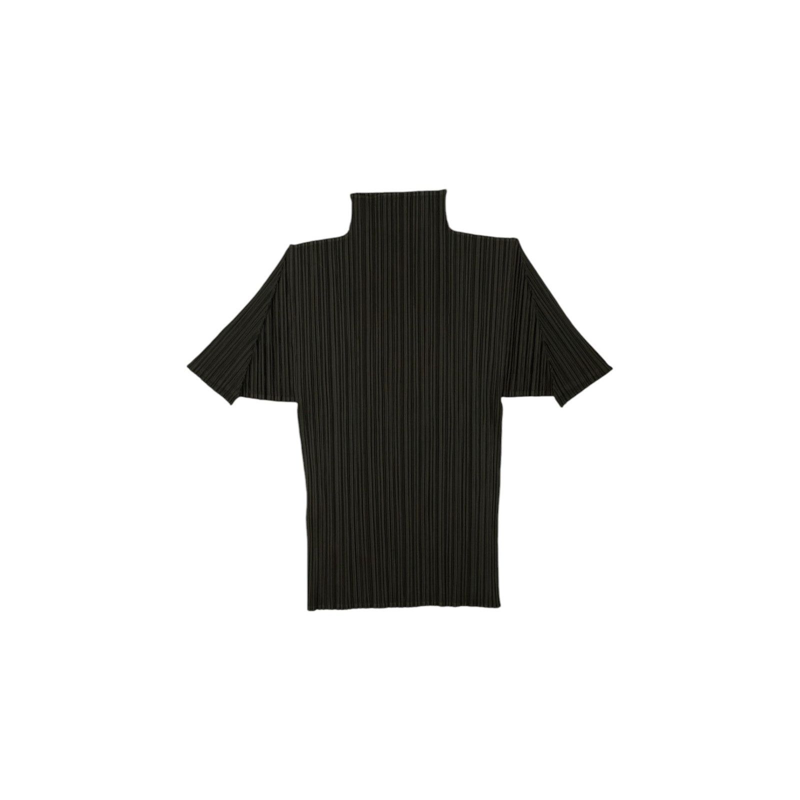 Issey Miyake Pleats Please Black Mock Neck Short Sleeve Top Size XL / US 12-14 / IT 48-50 - 2 Thumbnail