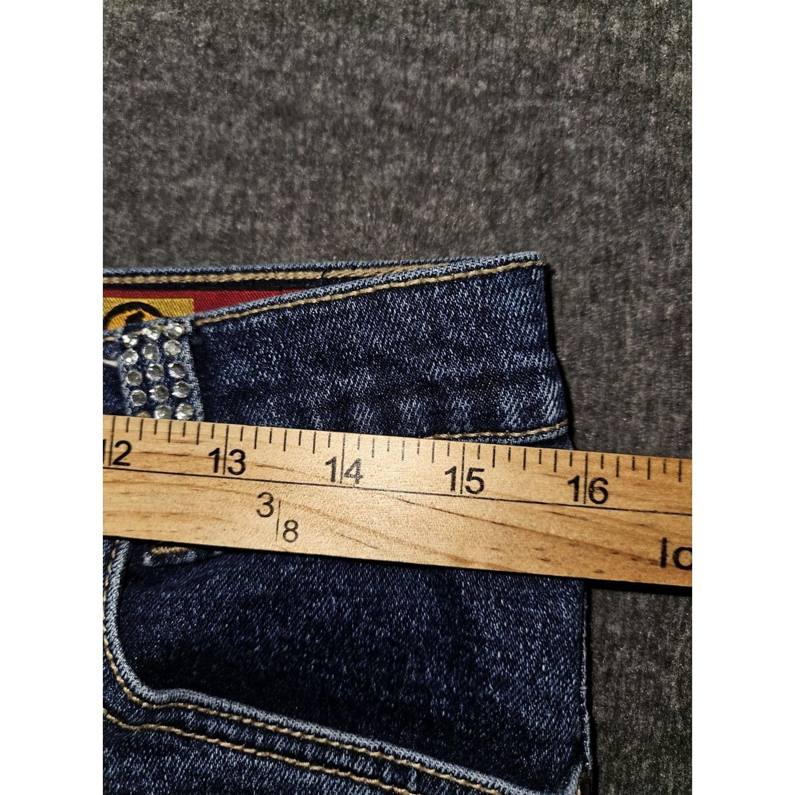 Denime Lawman Jeans Womens 8 Blue Slim Fit Bootcut Rhinestone Pockets Denim Size 30" / US 8 / IT 44 - 7 Thumbnail