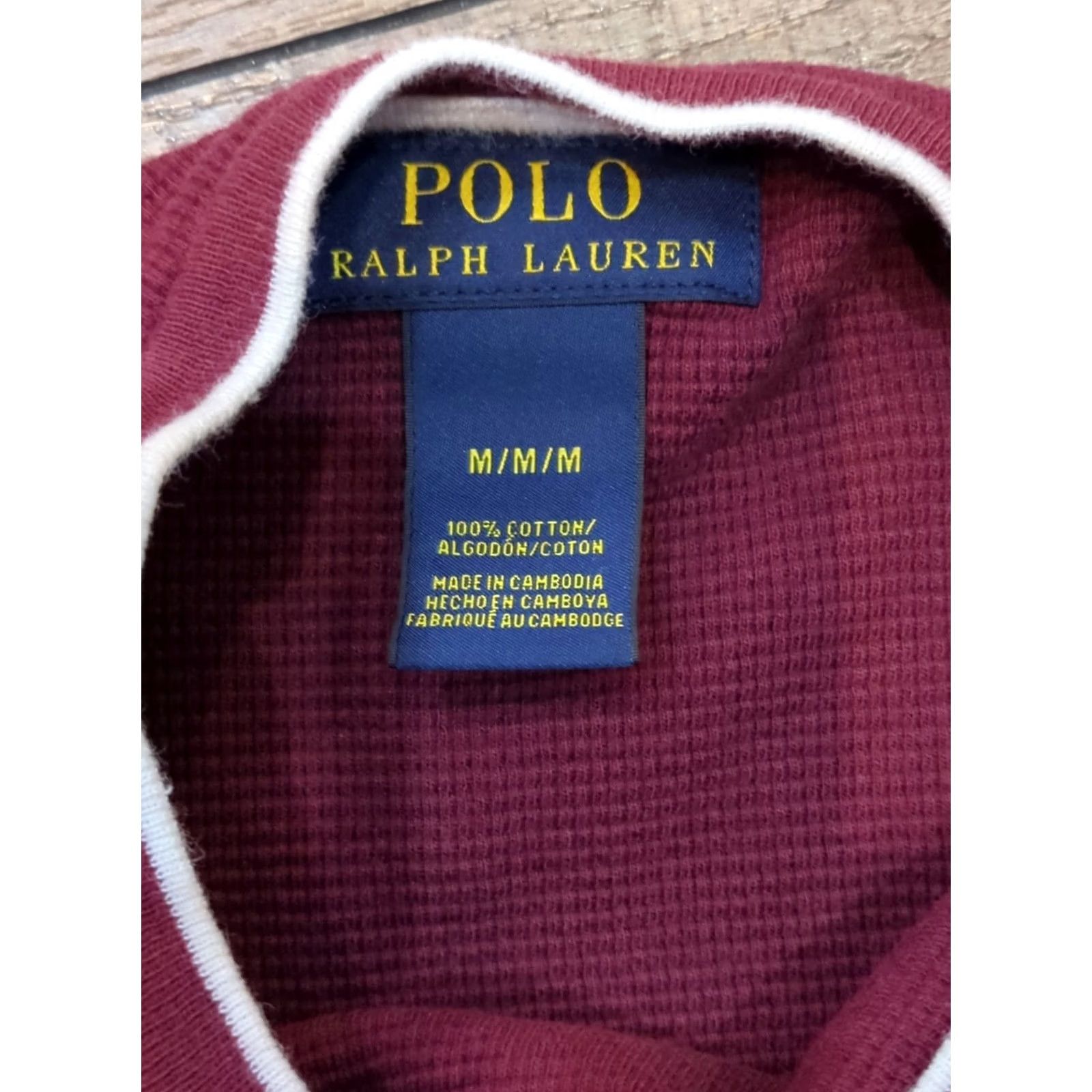 Polo Ralph Lauren Polo Ralph Lauren Shirt Men Medium Burgundy Waffle Knit Thermal Long Sleeve Pony Size US M / EU 48-50 / 2 - 3 Thumbnail