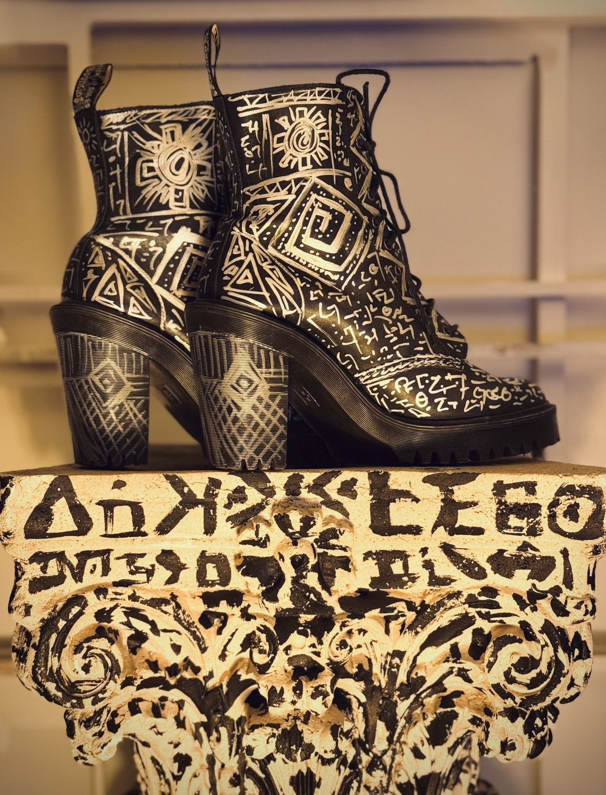 Other Hand-Painted Doc Martens – Greek, Mayan & Asemic Glyph Boots Size US 8.5 / IT 38.5 - 2 Thumbnail