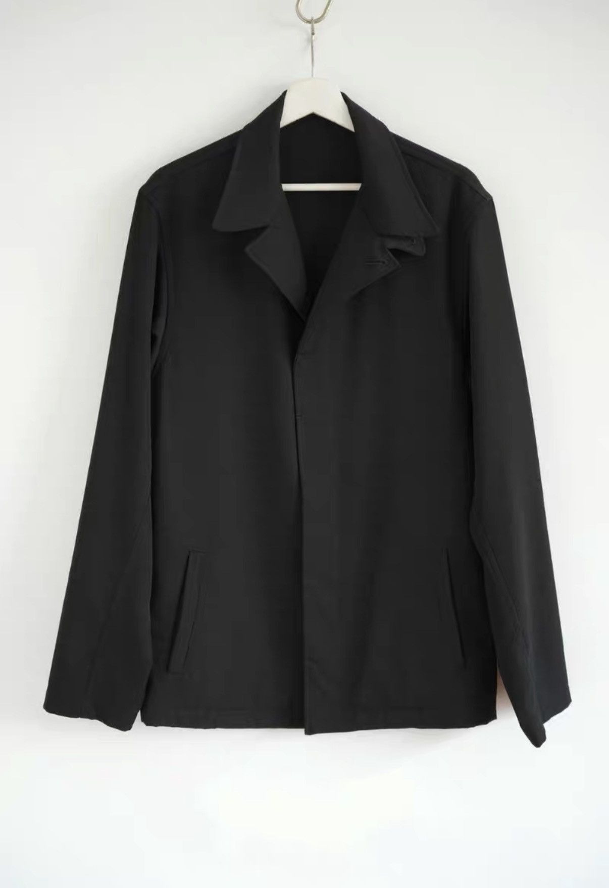 Yohji Yamamoto Black Collared Button-Front Jacket Size US L / EU 52-54 / 3 - 1 Thumbnail