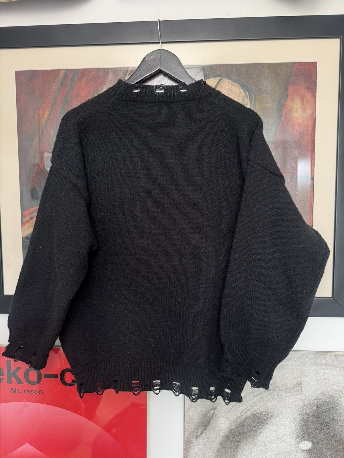 Playboy Playboy Distressed Knit Sweater Avant Garde Big Logo Black Size US S / EU 44-46 / 1 - 2 Thumbnail