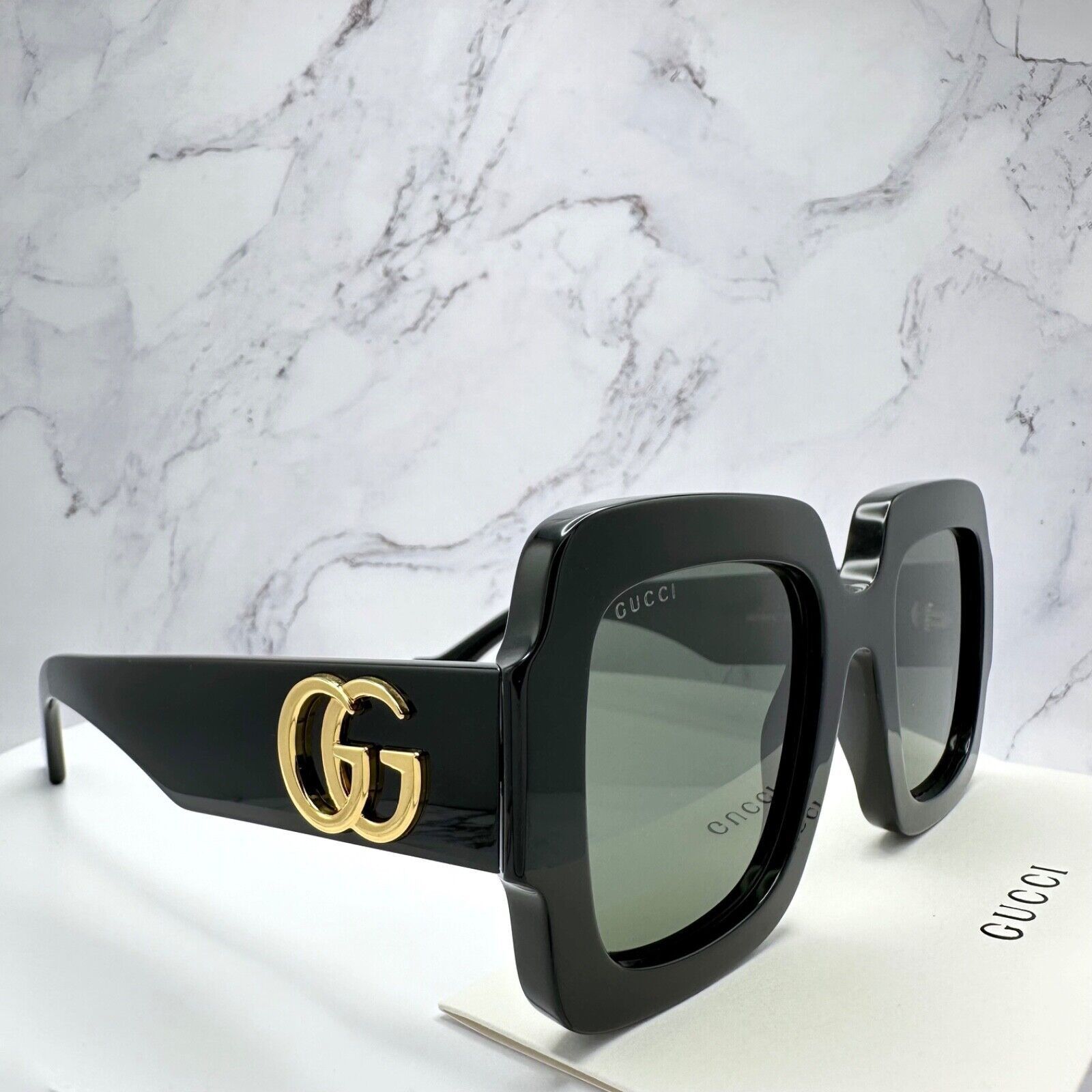 Gucci Gucci Sunglasses New Black Oversized Gold Metal GG Authentic Size ONE SIZE - 12 Thumbnail
