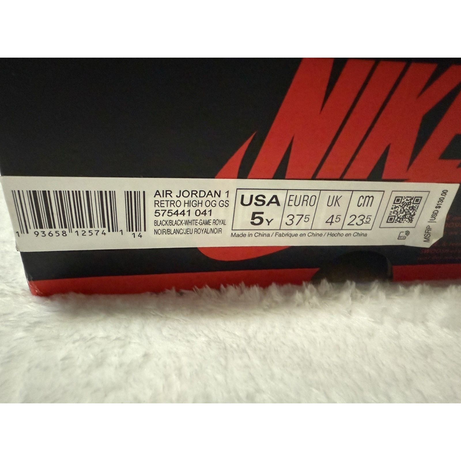 Nike Nike Air Jordan 1 Retro High GS Royal Toe Size 5Y/Women 6.5 Size US 5 / EU 37 - 7 Thumbnail