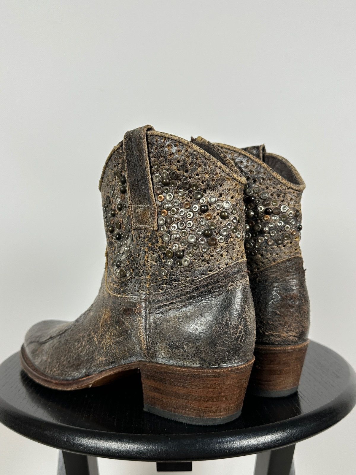 Sendra Sendra 8602 Brown Leather Studded Cowboy Biker Ankle Boots Size US 7.5 / IT 37.5 - 5 Thumbnail