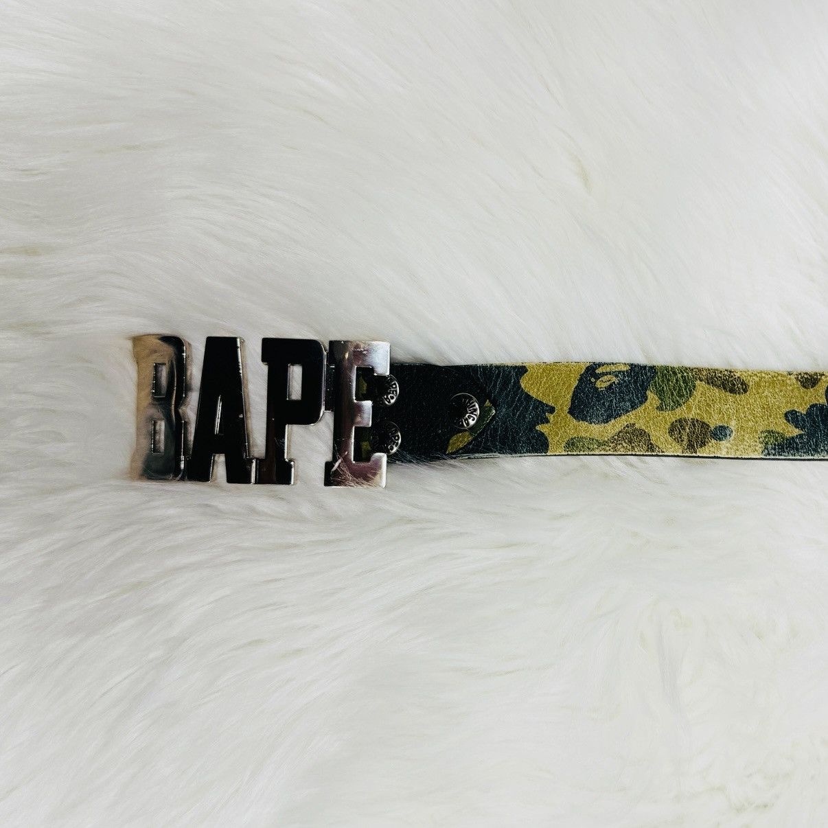 Bape Vintage Nigo BAPE Belt - XL Silver Buckle Green Camo Leather Size 38 - 5 Thumbnail