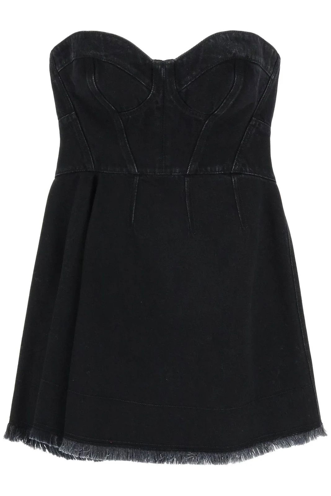 Alexander McQueen o1y0325 Denim Mini Dress in Black Size XS / US 0-2 / IT 36-38 - 1 Thumbnail
