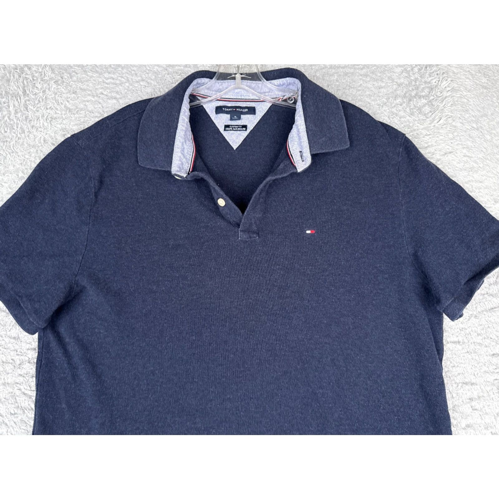 Tommy Hilfiger Tommy Hilfiger Polo Shirt Men XL Blue 100% Cotton Slim Fit Polo Shirt Short Sleeve Logo Embroidered Modern American Sports Casual Size US XL / EU 56 / 4 - 4 Thumbnail