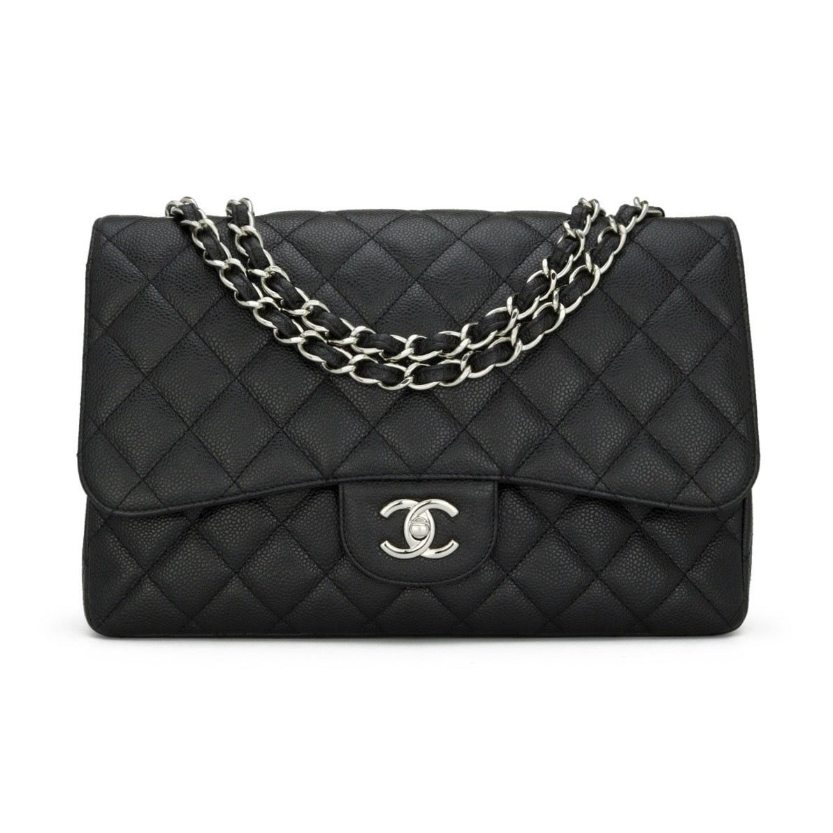 image of Chanel Single Flap Jumbo Black Caviar Silver Hardware 2010, Women's