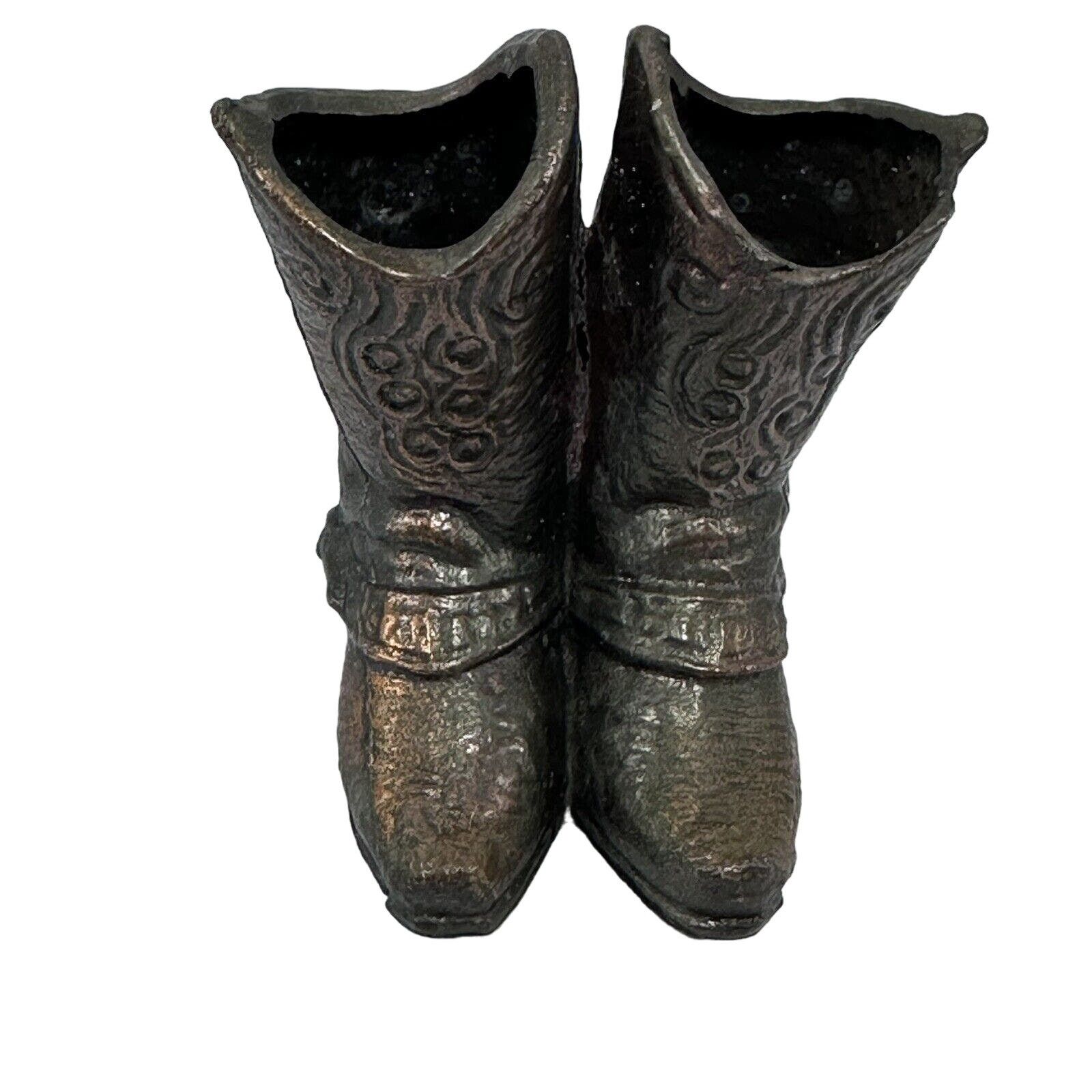 Unknown London 2-1/2" VTG Brass Cowboy Cowgirl Boots Figurine Decor Western Size ONE SIZE - 1 Thumbnail