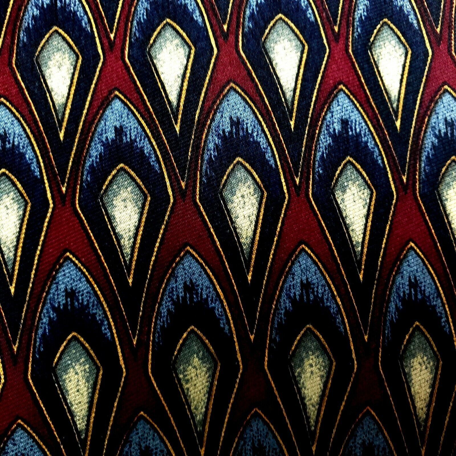 Designer JZ Richards Parisian Silk Tie Dark Red Geometric Wide Size ONE SIZE - 2 Thumbnail