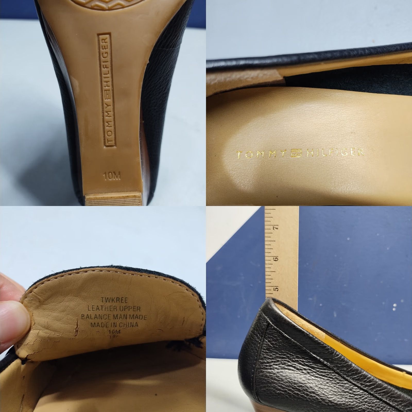 Tommy Hilfiger Tommy Hilfiger TWKREE Wedge Heels Womens US 10M Black Leather Gold Detail Buckle Size US 10 / IT 40 - 10 Thumbnail