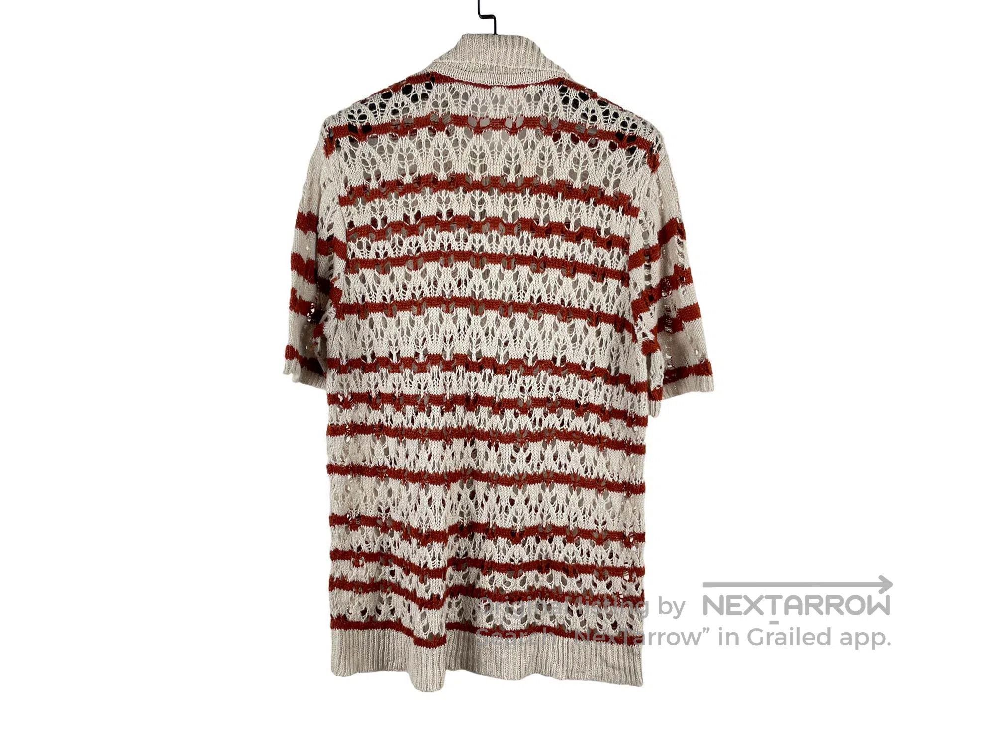 Our Legacy Our Legacy V-neck Red and White Striped Knit Short Sleeve Size US S / EU 44-46 / 1 - 2 Thumbnail
