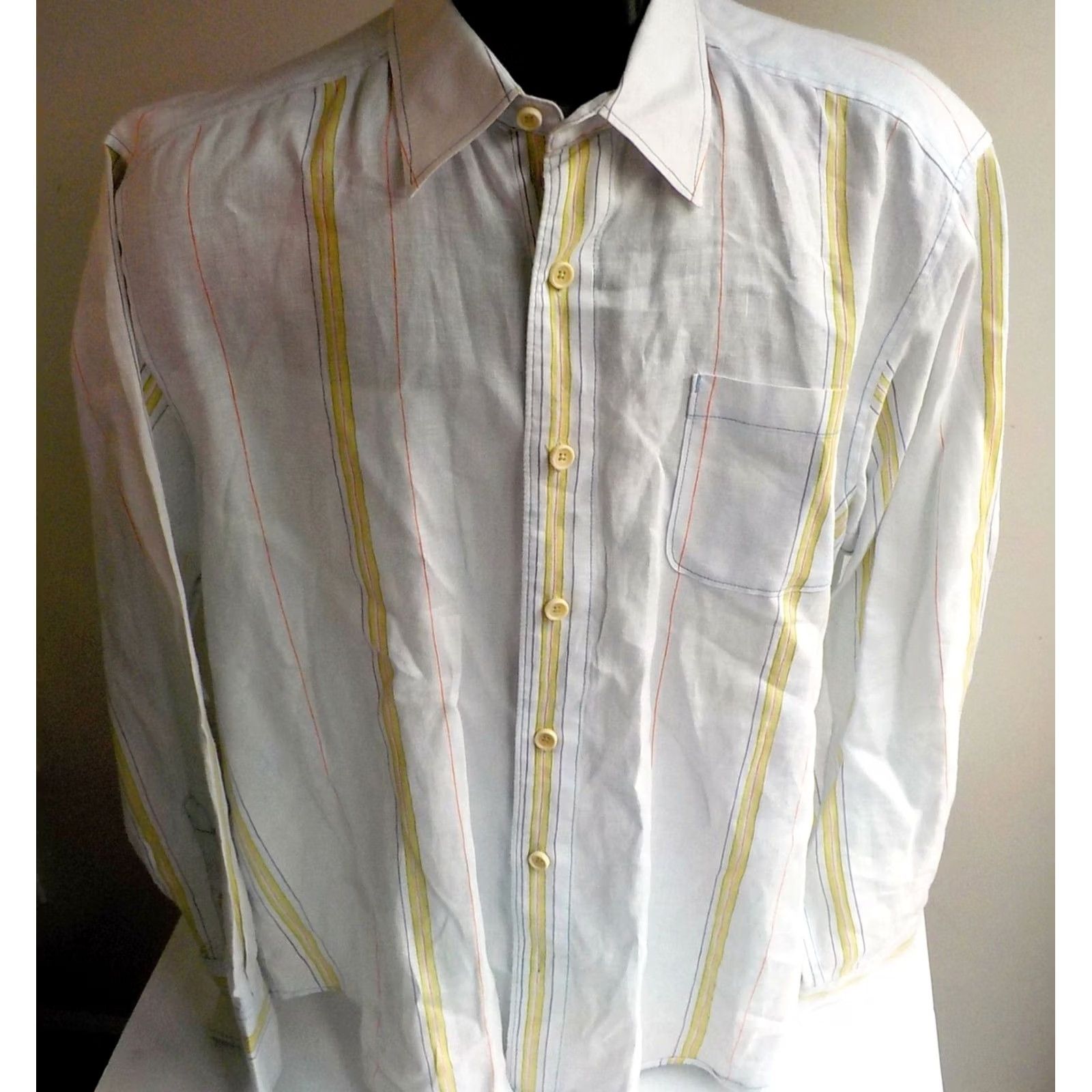 Tommy Bahama TOMMY BAHAMA RELAX Striped 100% Linen L/S Shirt White, Multicolor SZ LG Shirt Size US L / EU 52-54 / 3 - 2 Thumbnail