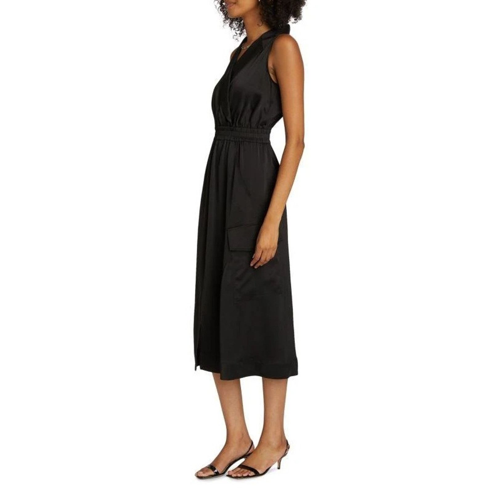 Ramy Brook Ramy Brook Women Black Nikia Drape V-neck Midi Dress Size M Size M / US 6-8 / IT 42-44 - 3 Thumbnail