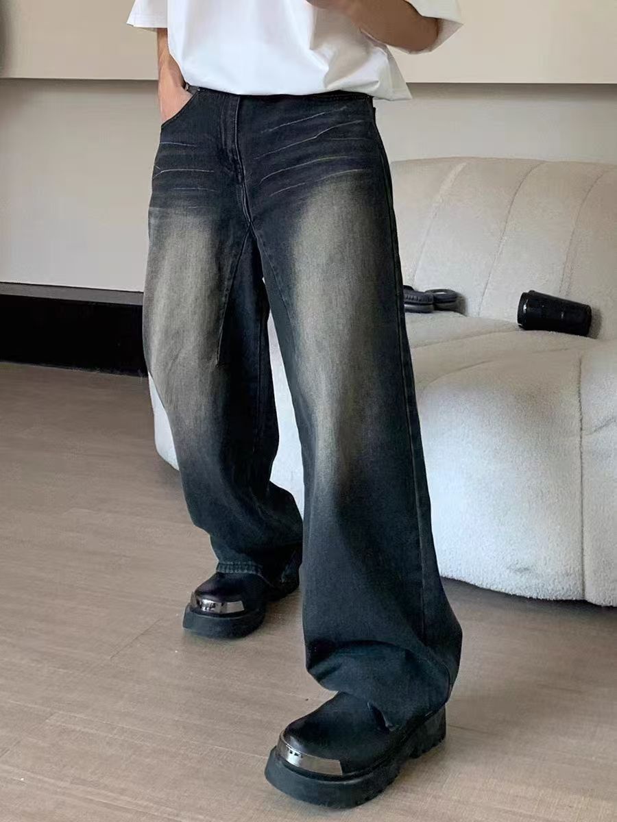 Japanese Brand × Jean Grey washed distressed oversized straight jeans Size US 32 / EU 48 - 2 Thumbnail