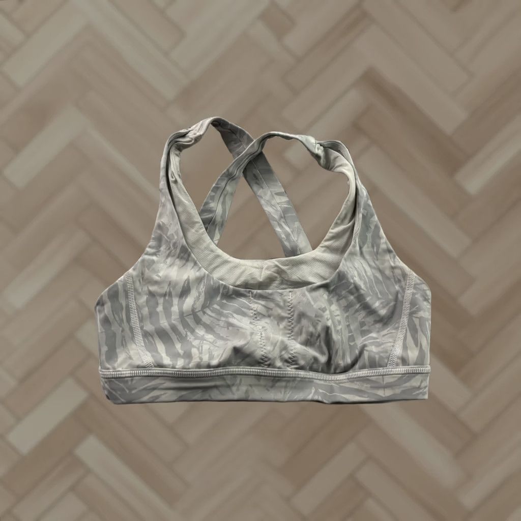 Lululemon Lululemon Crossback Floral Print Sports Bra Women's M Gray Size ONE SIZE - 1 Thumbnail