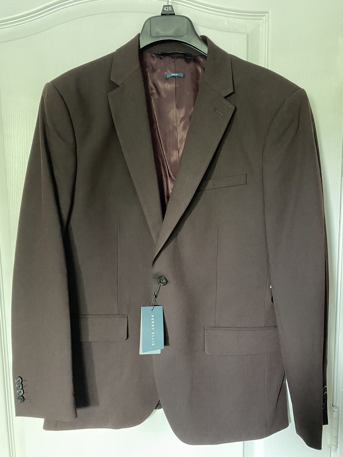 Perry Ellis Dark Brown (Port) Suit Jacket Size 42S - 1 Thumbnail