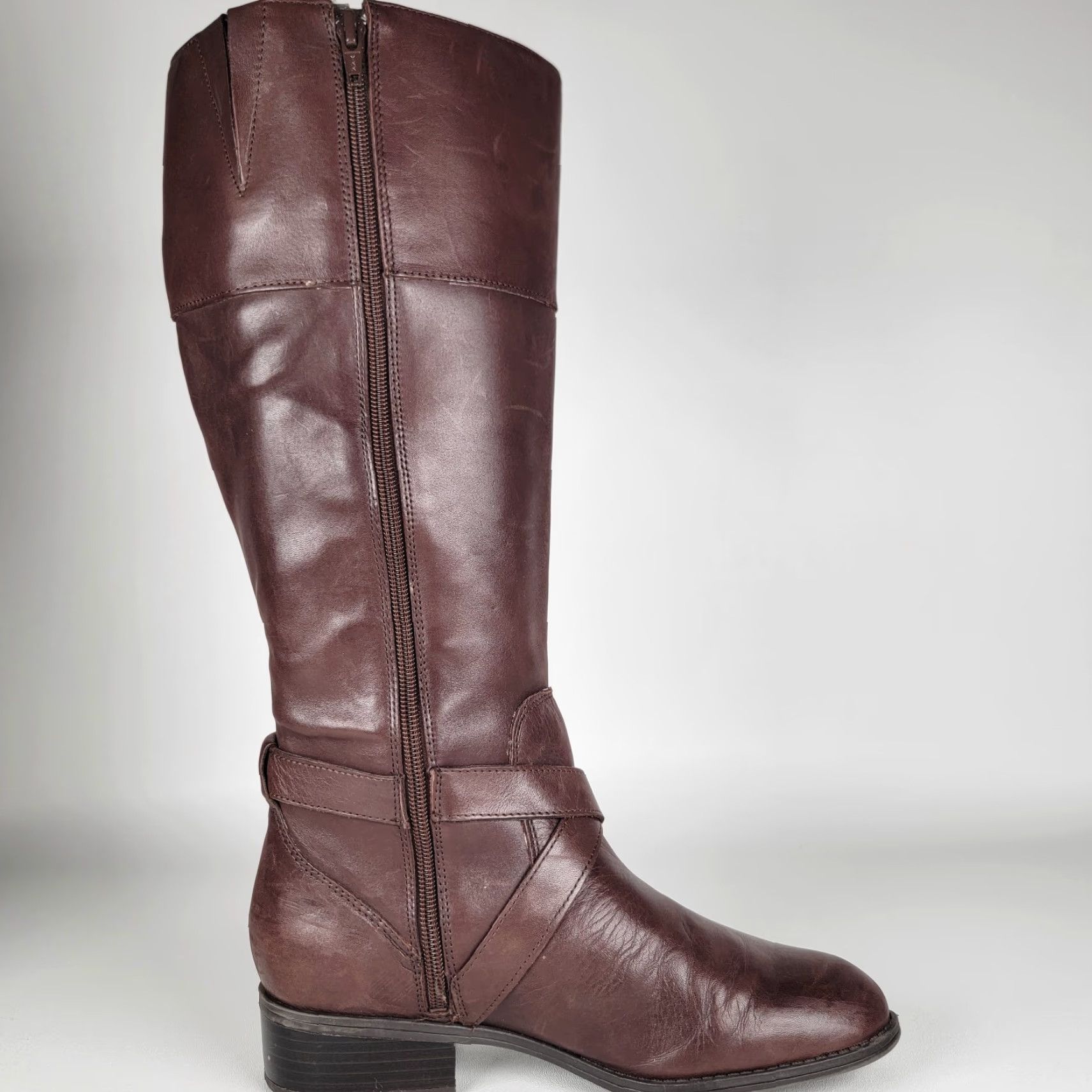 Ralph Lauren RALPH LAUREN Leather Riding Boots Women Size 7.5 M Brown Solid Round Toe Zip Block Heel Riding Boot Winter Fall Spring Women Size US 8 / IT 38 - 5 Thumbnail