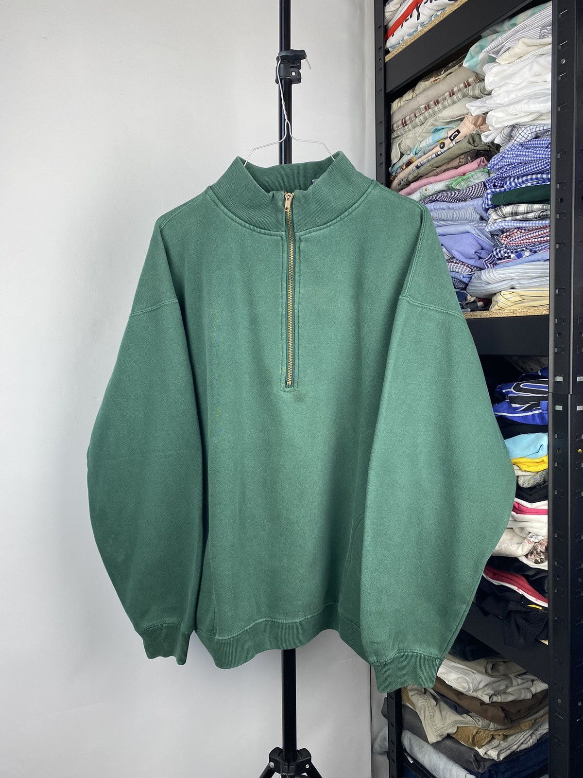 Gap × Vintage 90s🔥Oversized Gap 1/3 Zip Sweatshirt Faded Gothic Punk emo Size US M / EU 48-50 / 2 - 1 Thumbnail