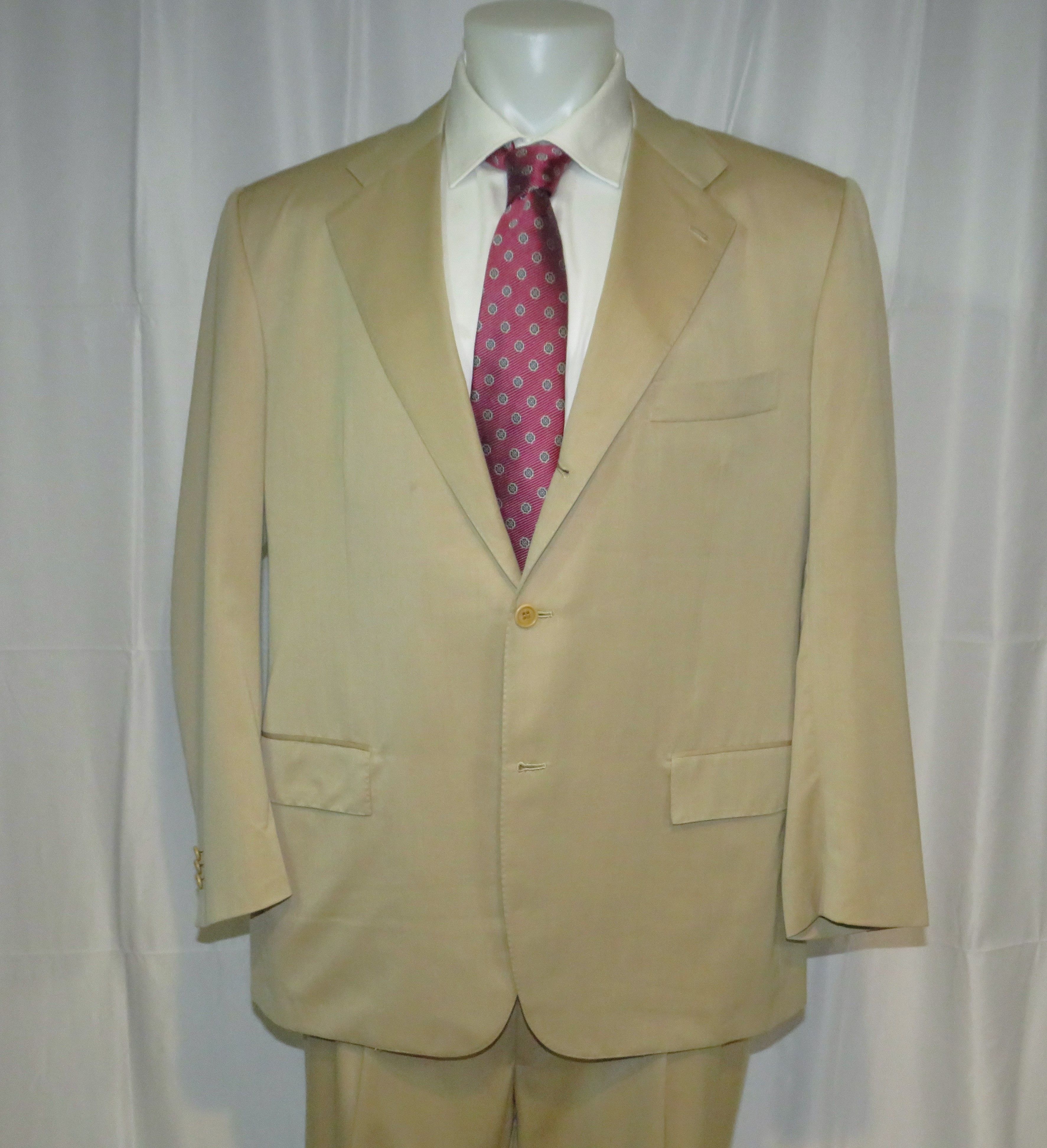 Kiton 14 Micron Blanc Blue Super 180 Solid Beige 3 Roll 2 Suit 50R Size 50R - 3 Thumbnail