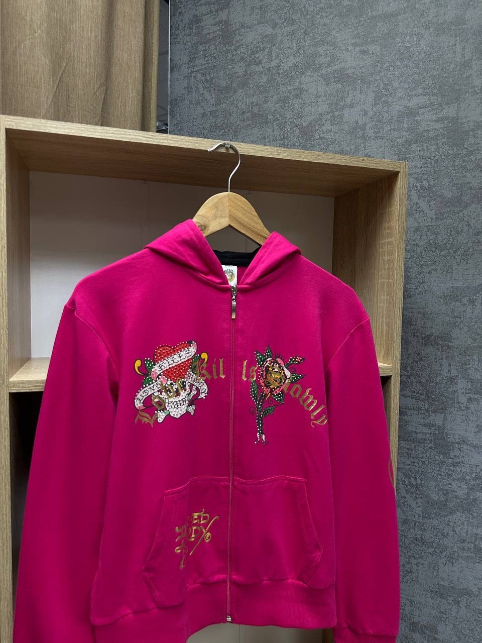 Christian Audigier × Ed Hardy × Vintage Vintage Ed Hardy Christian Audigier Women’s Pink Hoodie Size XL / US 12-14 / IT 48-50 - 15 Thumbnail