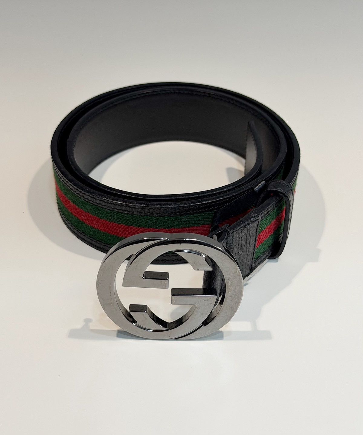 Gucci GUCCI Tom Ford FW 2004 GG Buckle Web Leather Belt Demna Logo Size ONE SIZE - 7 Thumbnail