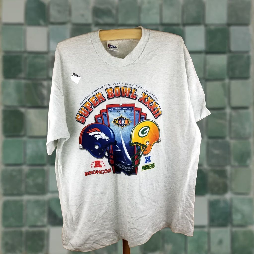 NFL VTG 98' SUPER BOWL CHAMPIONSHIP PACKERS VS BRONCOS NFL FOOTBALL T-SHIRT XL Gray Men Size US XL / EU 56 / 4 - 1 Thumbnail