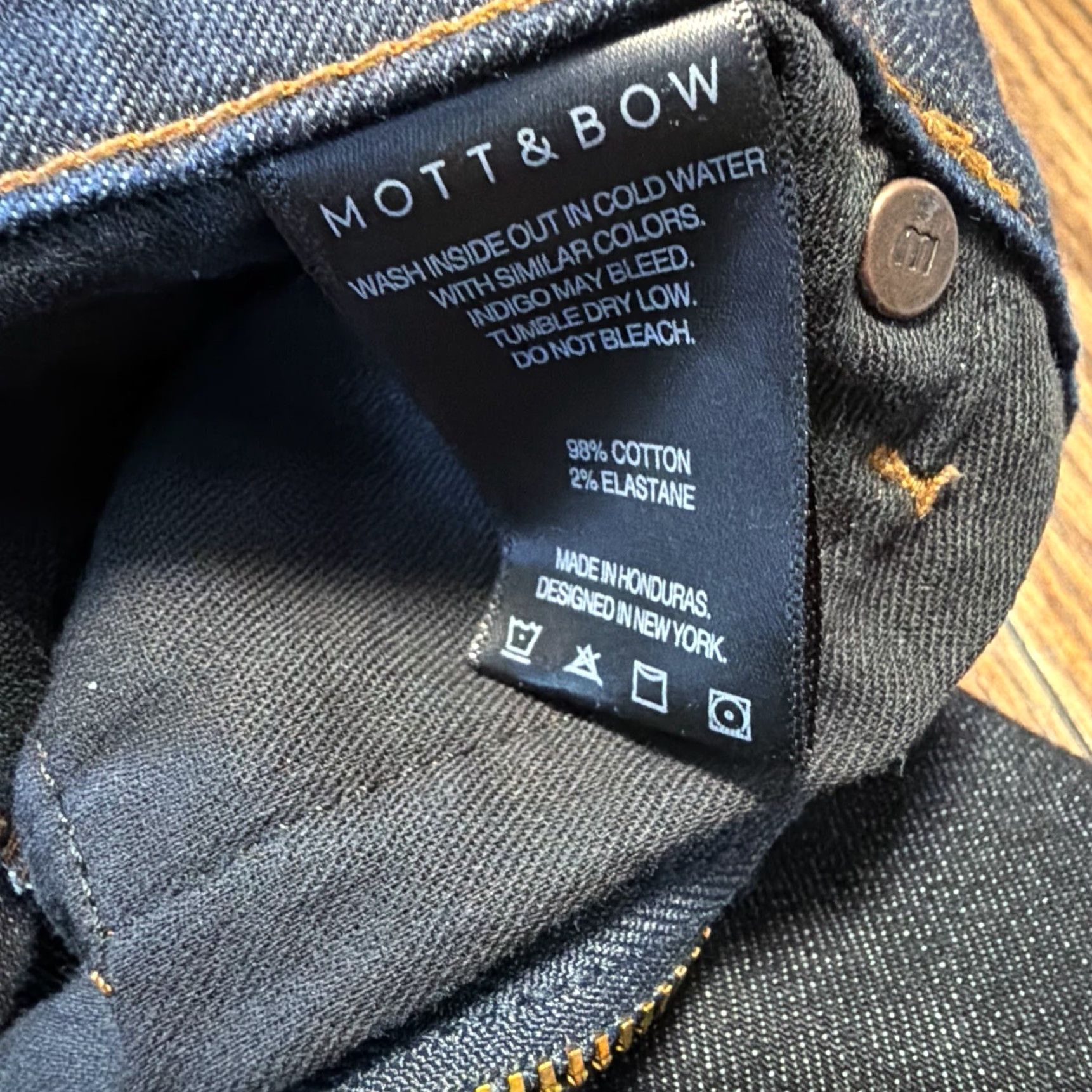 Mott & Bow Mott & Bow Jeans Mens 31x28 Slim Dark Blue Denim Stretch Skinny Straight 5-Pocket Logo City Preppy Mens Size US 31 - 6 Thumbnail